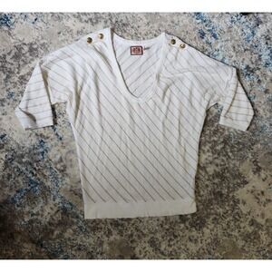 Juicy Couture Y2K Women's Medium Gold and Cream‎ Sweater Fall Winter